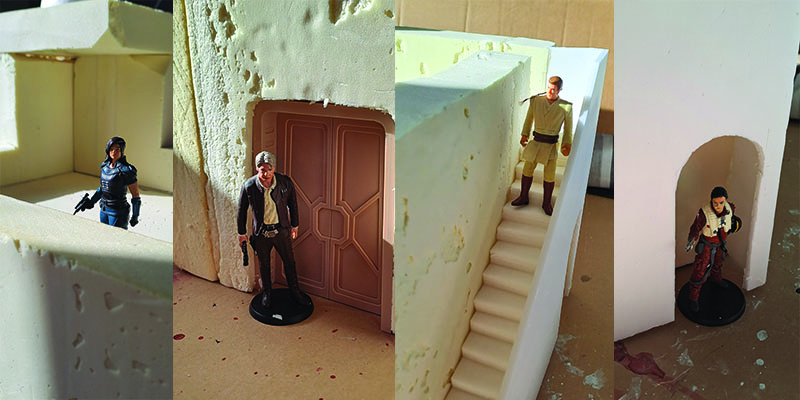 Behind the scenes images of the construction of a new diorama